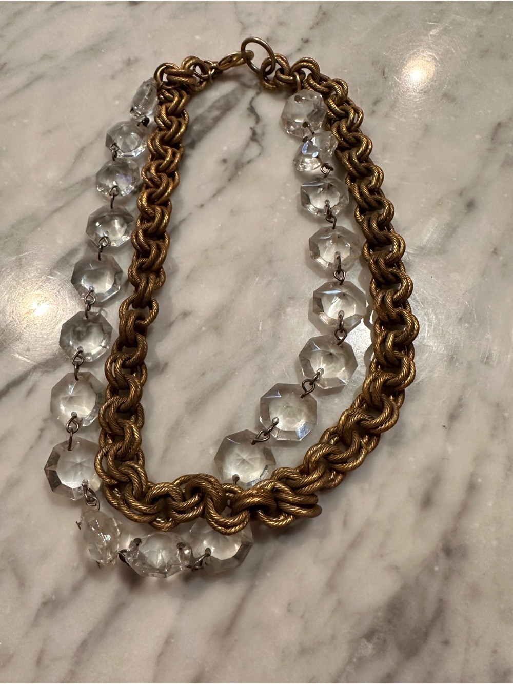 John Wind Gold-Tone Chain Necklace with Clear Crystals
